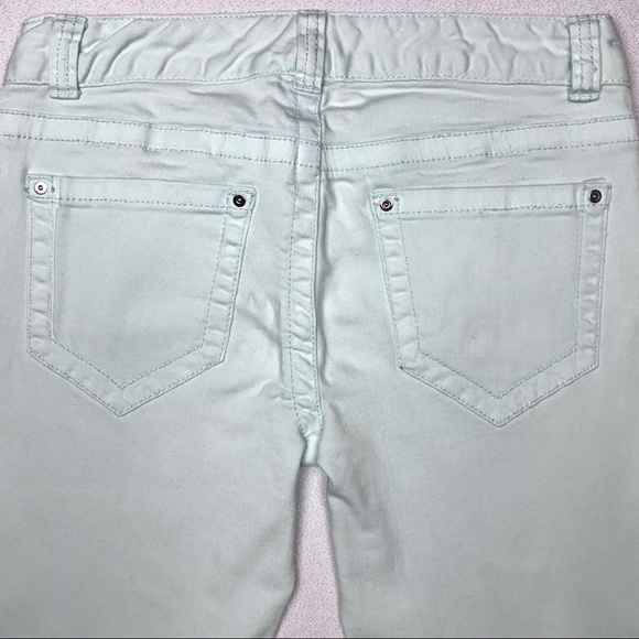 Cache Light Blue Crop Jeans XS 0 2 Stretch Denim Logo Designer Festival Skinny - Picture 6 of 8